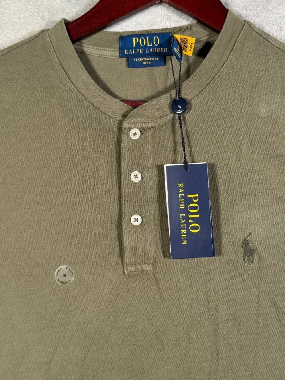 Polo Ralph Lauren Henley Shirt Mens M Olive Featherweight Mesh Short Sleeve $85